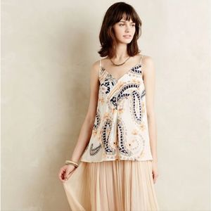 Anthropologie HD in Paris Silk Top Asymmetrical Hem Size 4